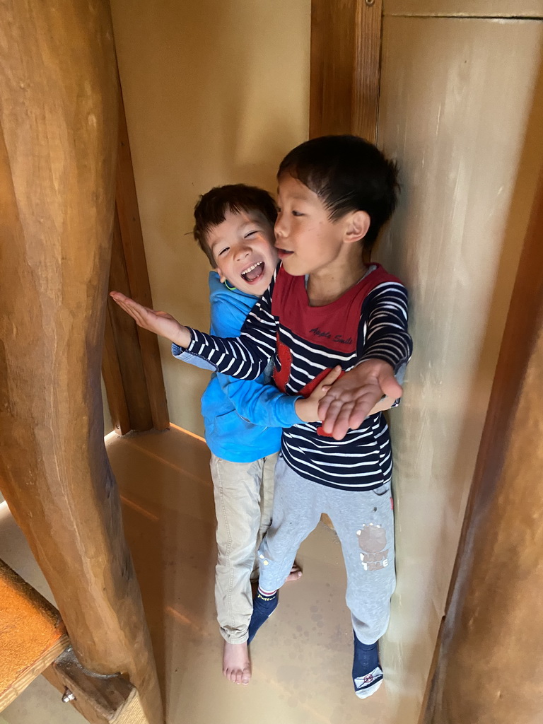 Max and his friend at the Ranger Basecamp playground at Karibu Town at the Safari Resort at the Safaripark Beekse Bergen