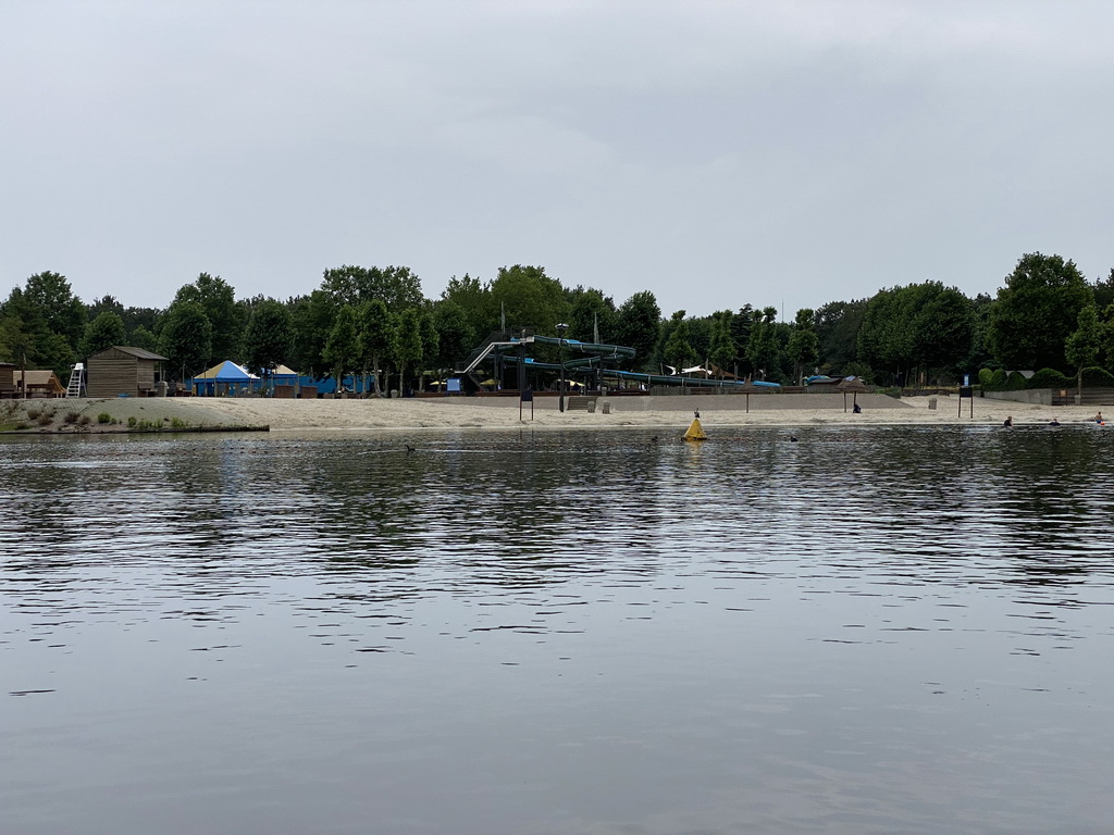 The Duo Water Slide attraction at Speelland Beekse Bergen, viewed from the pedal boat