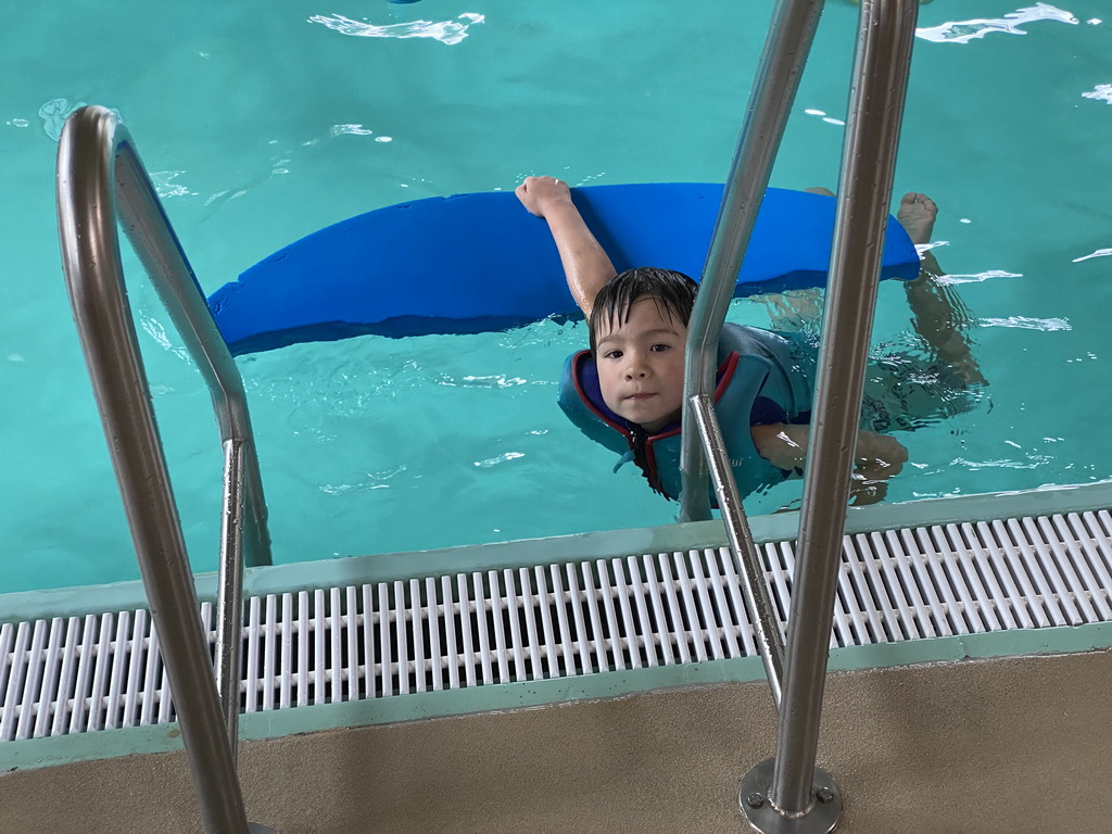 Max swimming at the Maji Springs swimming pool at Karibu Town at the Safari Resort at the Safaripark Beekse Bergen