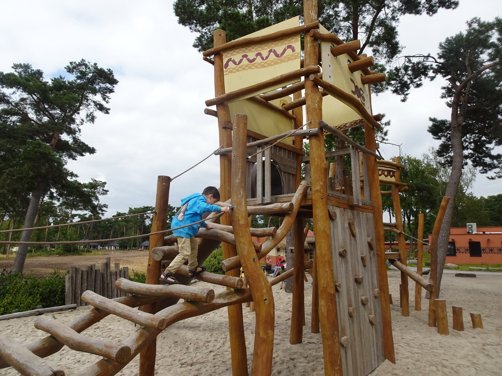 Max at the playground at Karibu Town at the Safari Resort at the Safaripark Beekse Bergen