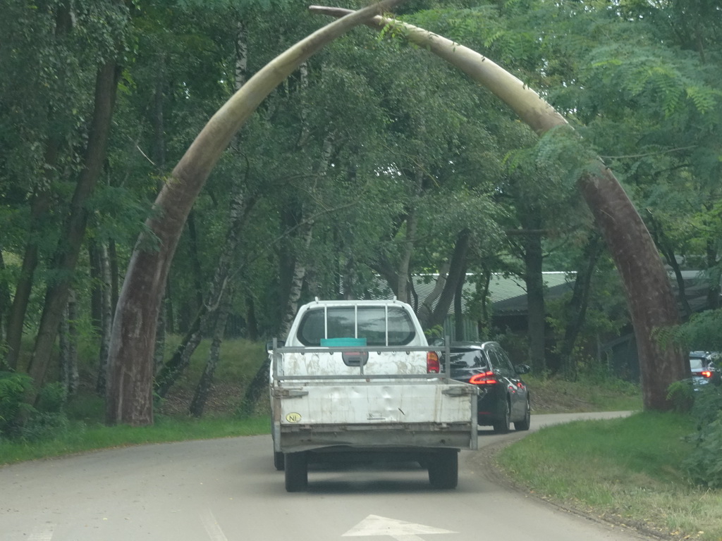 Gate at the end of the Autosafari at the Safaripark Beekse Bergen, viewed from the car