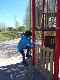 Max at the playground near the Hamadryas Baboons at the Safaripark Beekse Bergen