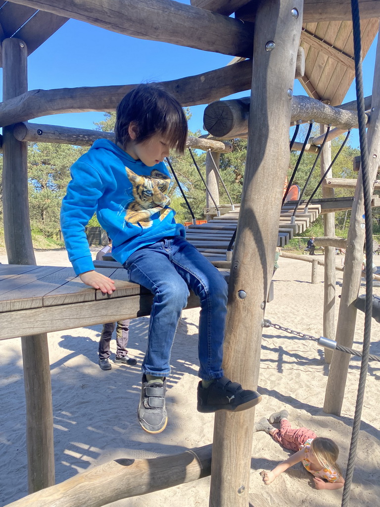 Max at the playground of the Afrikadorp village at the Safaripark Beekse Bergen