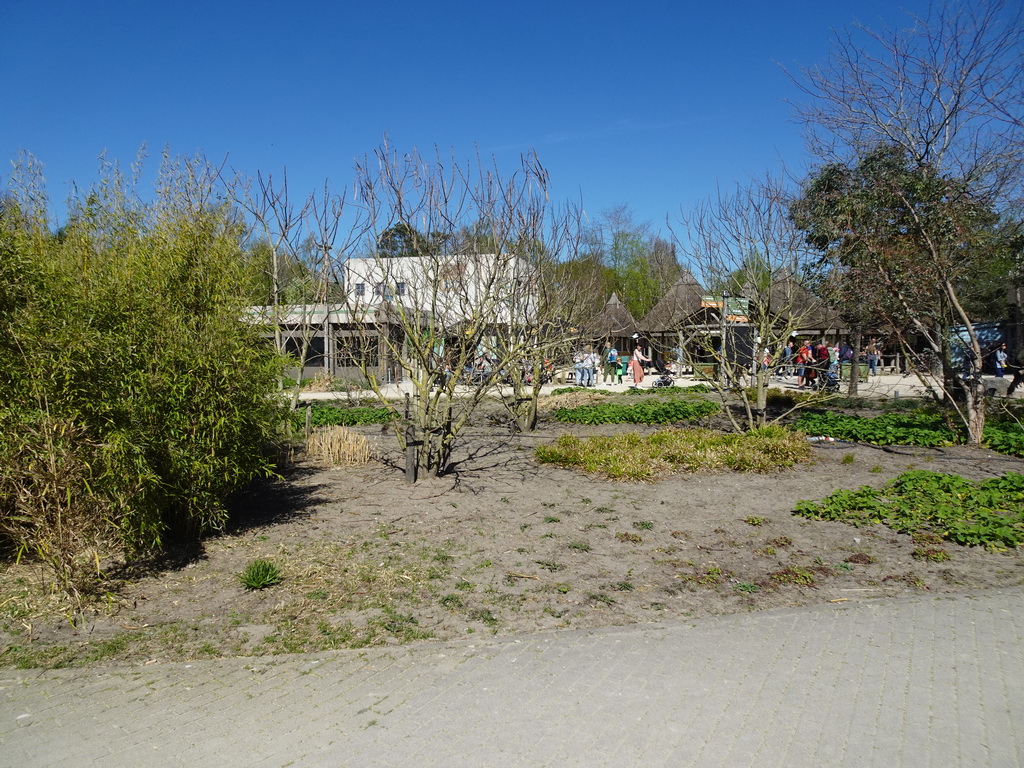The Safariplein square with the entrance building at the Safaripark Beekse Bergen