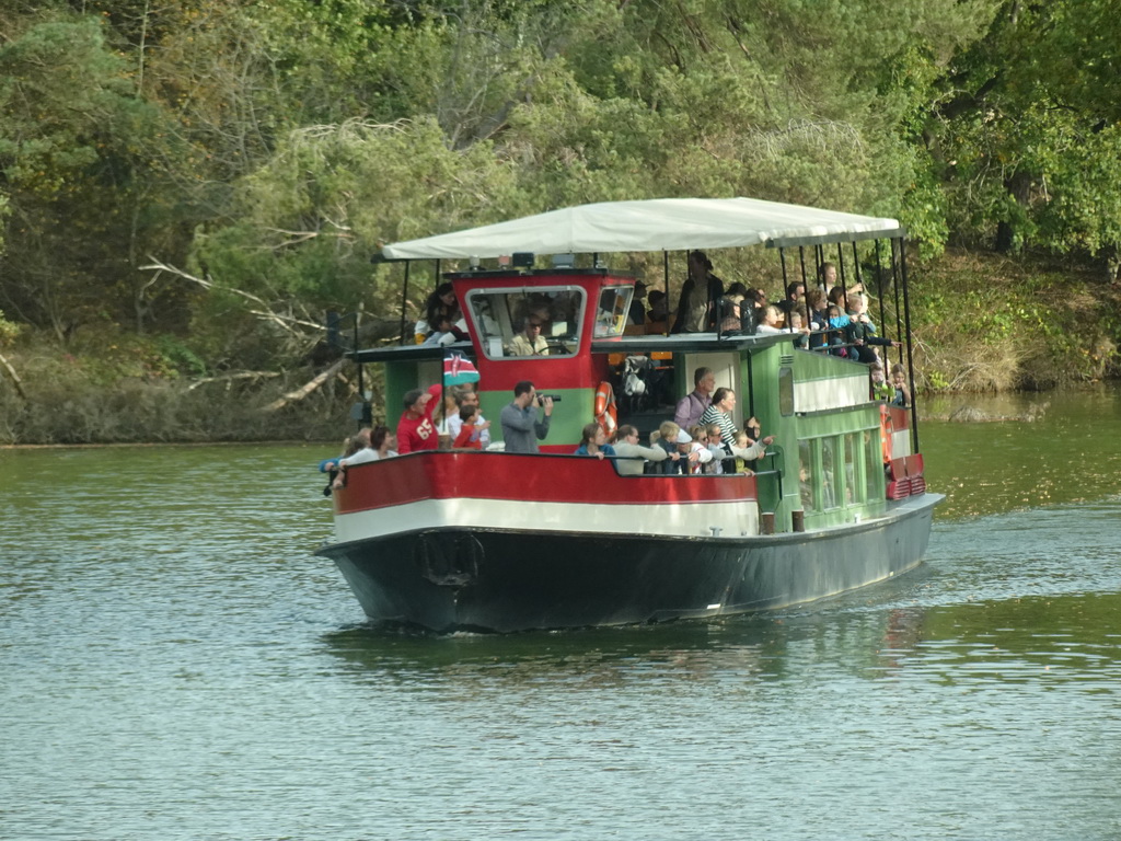 Safari boat at the Safaripark Beekse Bergen, viewed from the car during the Autosafari