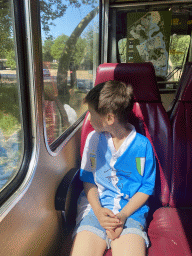 Max at the bus at the Safaripark Beekse Bergen, during the Bus Safari