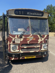 Front of our bus of the Bus Safari at the parking lot at the Kongoplein square at the Safaripark Beekse Bergen