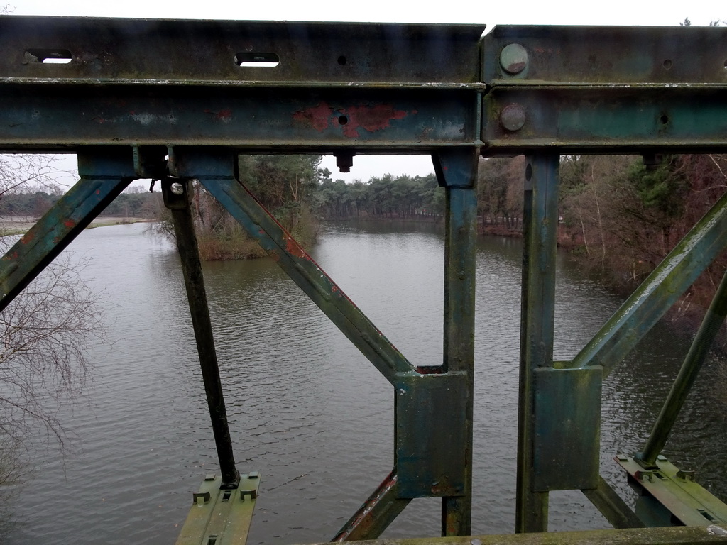 Bridge over a river at the Safaripark Beekse Bergen, viewed from the car during the Autosafari