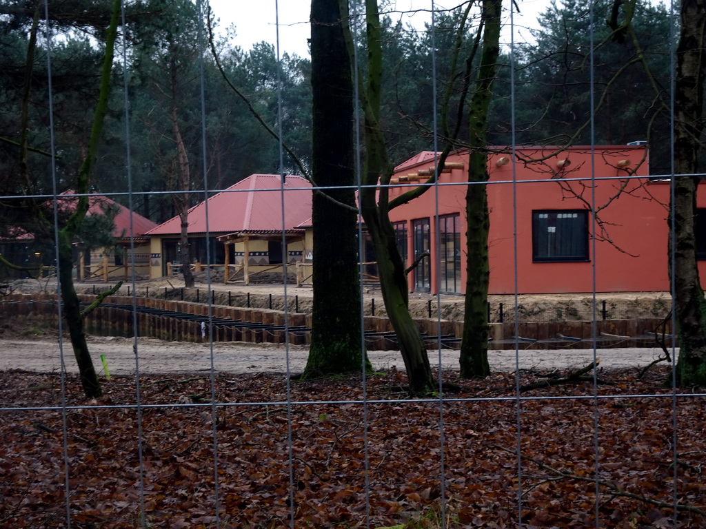 Holiday homes of the Safari Resort at the Safaripark Beekse Bergen, under construction, viewed from the car during the Autosafari