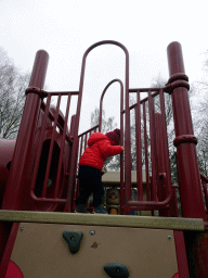 Max at the playground at the Safariplein square at the Safaripark Beekse Bergen, during the Winterdroom period