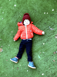 Max at the playground at the Safariplein square at the Safaripark Beekse Bergen, during the Winterdroom period