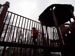 Max at the playground at the Safariplein square at the Safaripark Beekse Bergen, during the Winterdroom period