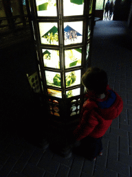 Max with photos of monkeys at the Safaripark Beekse Bergen, during the Winterdroom period