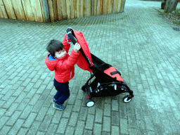 Max with his buggy at the Safaripark Beekse Bergen, during the Winterdroom period