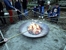 Bonfire with marshmallows at the Afrikadorp village at the Safaripark Beekse Bergen, during the Winterdroom period