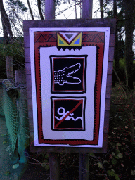 Sign in front of the Hippopotamus and Crocodile enclosure at the Safaripark Beekse Bergen, during the Winterdroom period