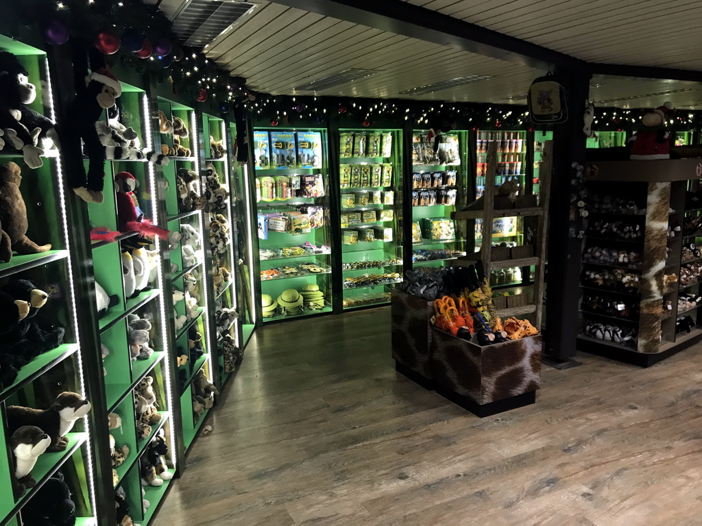 Interior of the Giraf shop at the Safaripark Beekse Bergen, during the Winterdroom period, by night