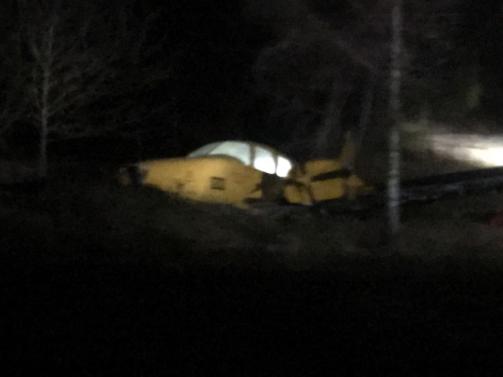 Airplane at the Safaripark Beekse Bergen, viewed from the bus during the Winterdroom Night Bus Safari, by night