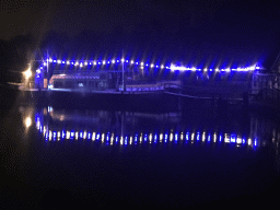 Safari boat at the Safaripark Beekse Bergen, viewed from the bus during the Winterdroom Night Bus Safari, by night