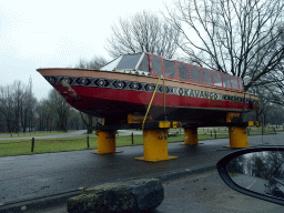 Boat near the entrance to the Safaripark Beekse Bergen, viewed from the car