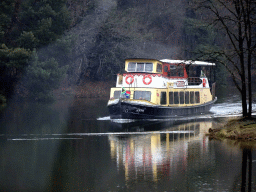 Safari boat at the Safaripark Beekse Bergen, viewed from the car during the Autosafari