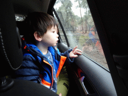 Max in the car during the Autosafari at the Safaripark Beekse Bergen
