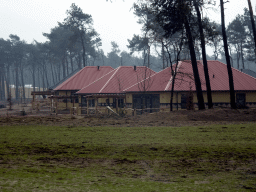 Holiday homes of the Safari Resort at the Safaripark Beekse Bergen, under construction, viewed from the car during the Autosafari