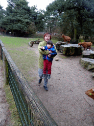 Miaomiao and Max with Goats at the Petting Zoo at the Afrikadorp village at the Safaripark Beekse Bergen