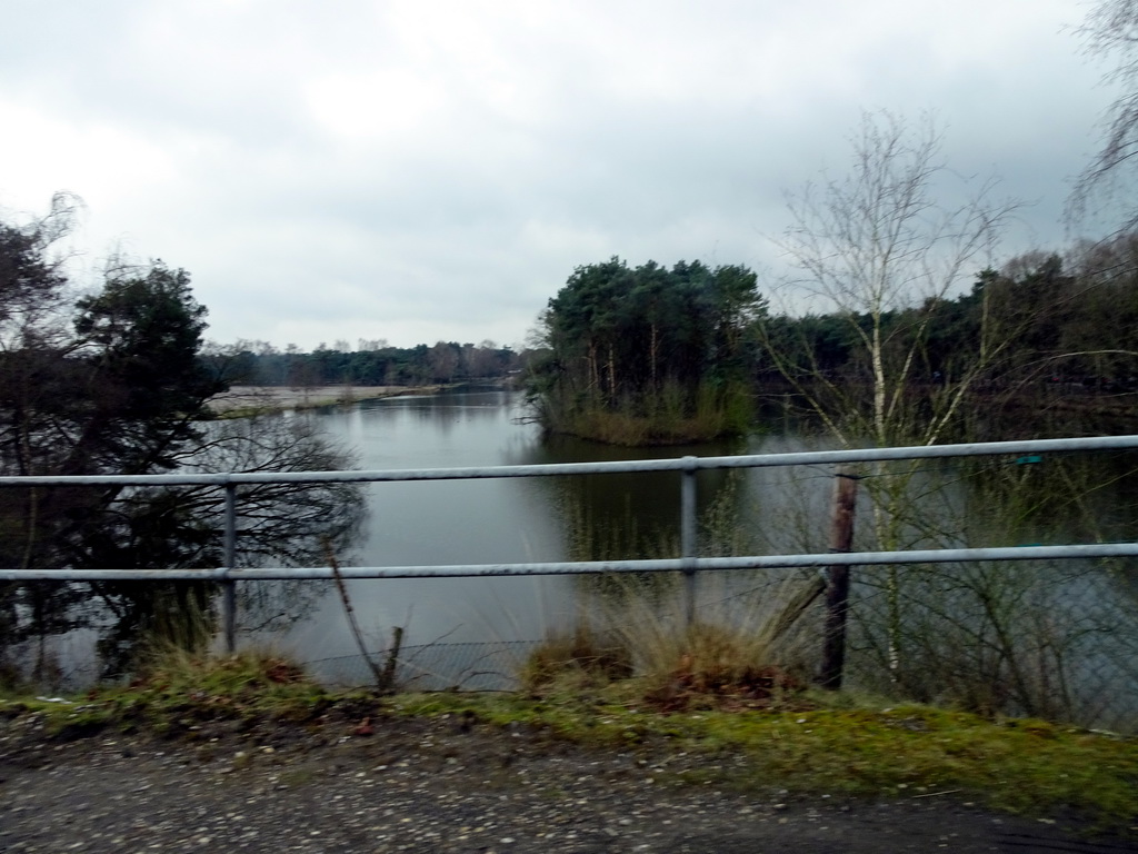 Bridge over a river at the Safaripark Beekse Bergen, viewed from the car during the Autosafari