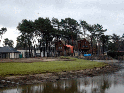 Holiday homes of the Safari Resort at the Safaripark Beekse Bergen, under construction, viewed from the car during the Autosafari