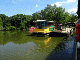 The pier at the Safariplein square at the Safaripark Beekse Bergen, viewed from the safari boat during the Boatsafari