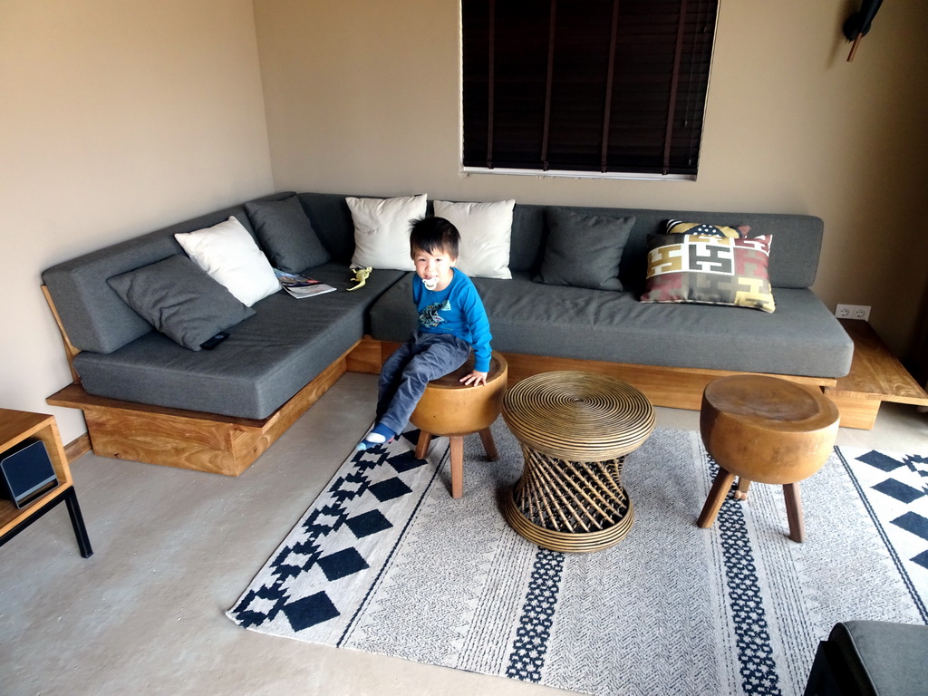 Max in the living room in our holiday home at the Safari Resort at the Safaripark Beekse Bergen