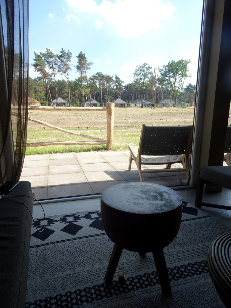 The Masai Mara area of the Safari Resort at the Safaripark Beekse Bergen, viewed from the living room of our holiday home