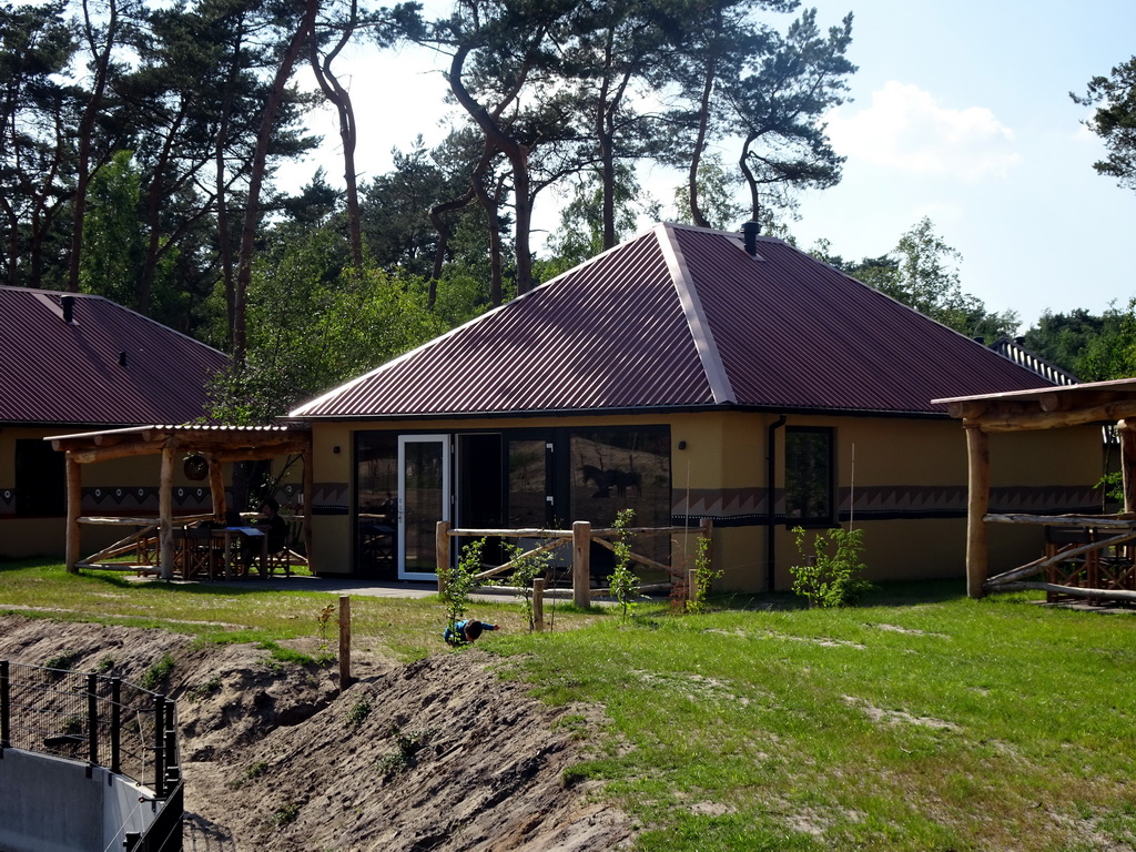 Our holiday home at the Safari Resort at the Safaripark Beekse Bergen, viewed from the viewing point nearby