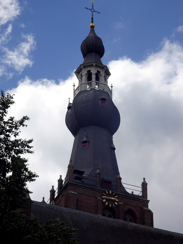 Tower of St. Peter`s Church, viewed from the Achter de Kerk street
