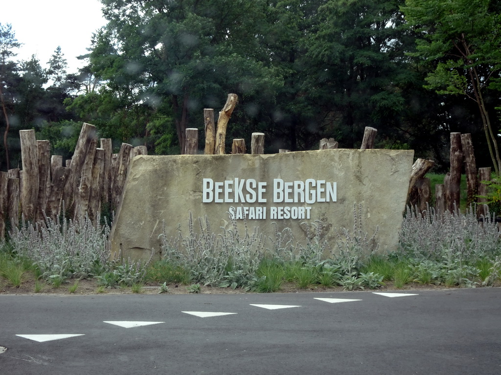 Rock with inscription at the entrance to the Safari Resort at the Safaripark Beekse Bergen at the Tilburgseweg street