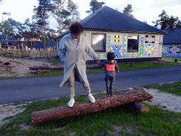 Miaomiao and Max on a tree trunk at the Safari Resort at the Safaripark Beekse Bergen