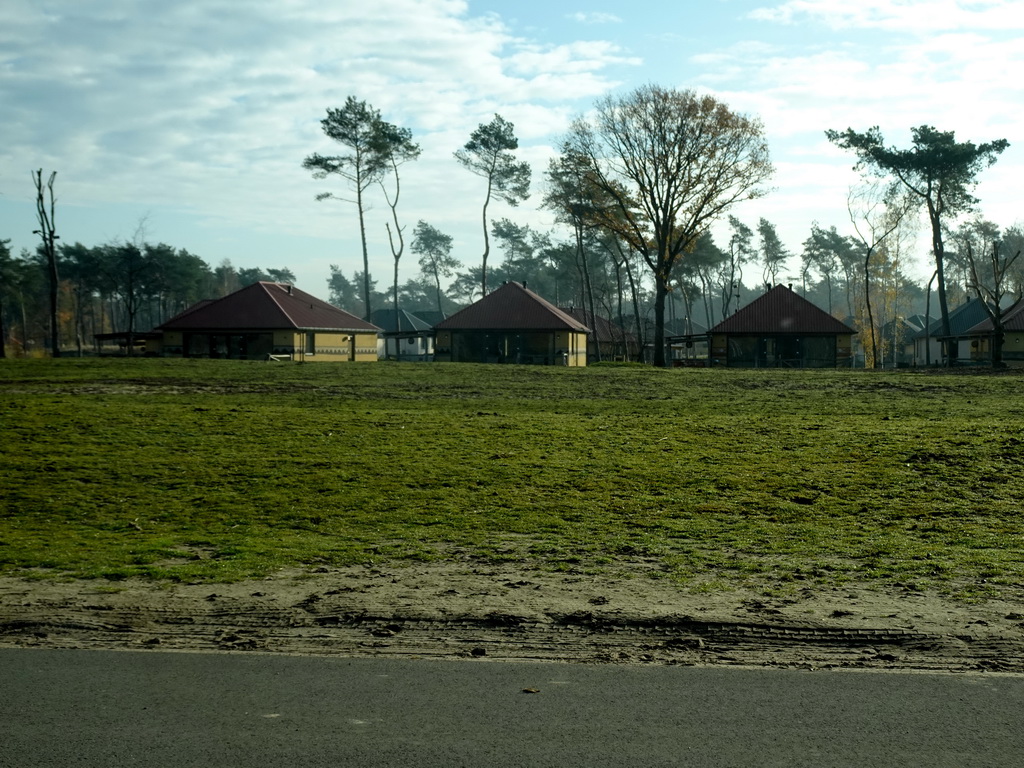 Holiday homes of the Safari Resort at the Safaripark Beekse Bergen, viewed from the car during the Autosafari