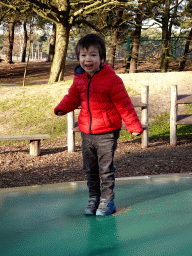 Max on the trampoline near the Kongo restaurant at the Safaripark Beekse Bergen