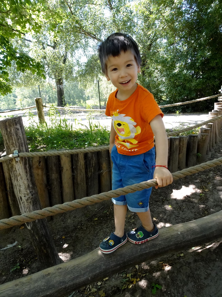 Max on a rope bridge at the Safaripark Beekse Bergen