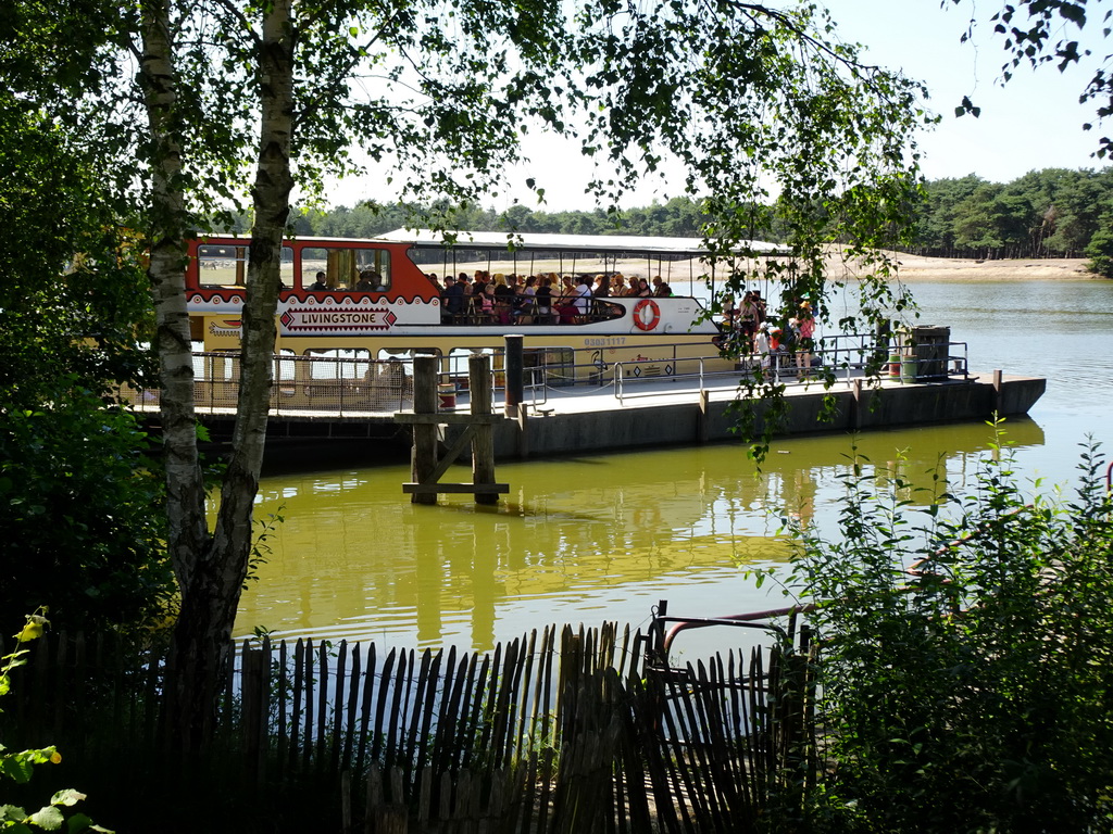 Safari boat leaving from the Kongoplein square at the Safaripark Beekse Bergen