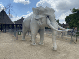 Elephant statue and the entrance at the Entreeplein square at the Safaripark Beekse Bergen
