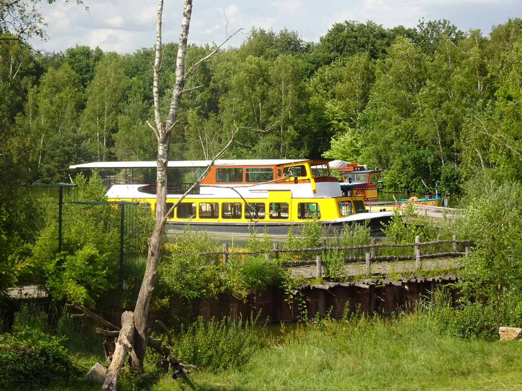 Boats at the Lion enclosure at the Safaripark Beekse Bergen