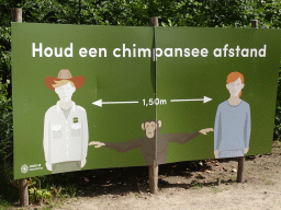 Sign about keeping distance because of COVID-19 at the Safaripark Beekse Bergen