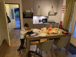 Max at the kitchen of our holiday home at the Landal Miggelenberg holiday park