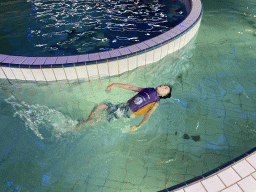 Max at the swimming pool at the Landal Miggelenberg holiday park