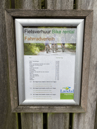 Information on bike rental at the Landal Miggelenberg holiday park