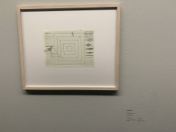 Drawing `Meadow piece` by Jan Dibbets at the exhibition `Jan Dibbets - Constructions in the Landscape 1967-1968` at Expo 7 at the Kröller-Müller Museum, with explanation