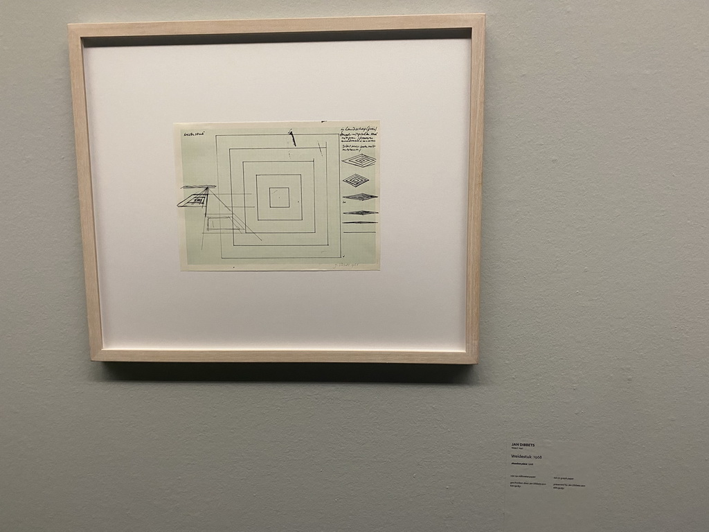 Drawing `Meadow piece` by Jan Dibbets at the exhibition `Jan Dibbets - Constructions in the Landscape 1967-1968` at Expo 7 at the Kröller-Müller Museum, with explanation