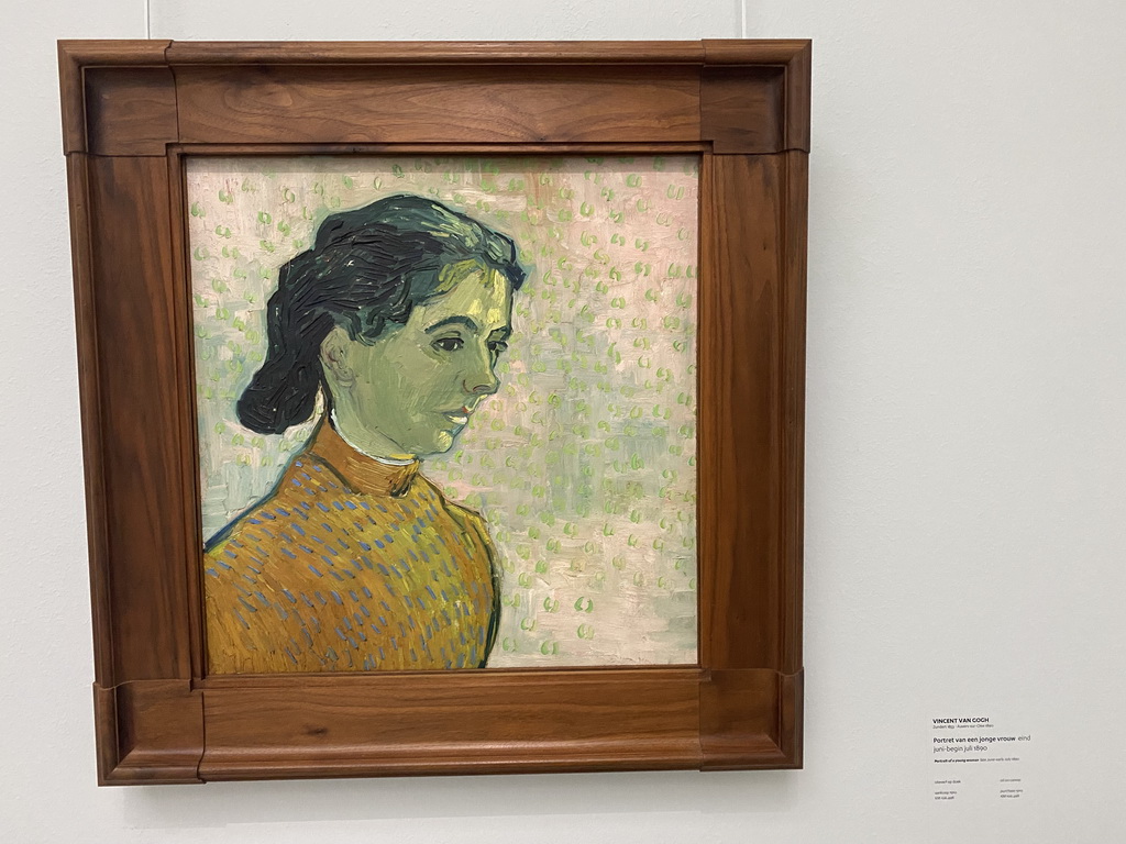 Painting `Portrait of a young woman` by Vincent van Gogh at the Van Gogh Gallery at the Kröller-Müller Museum, with explanation